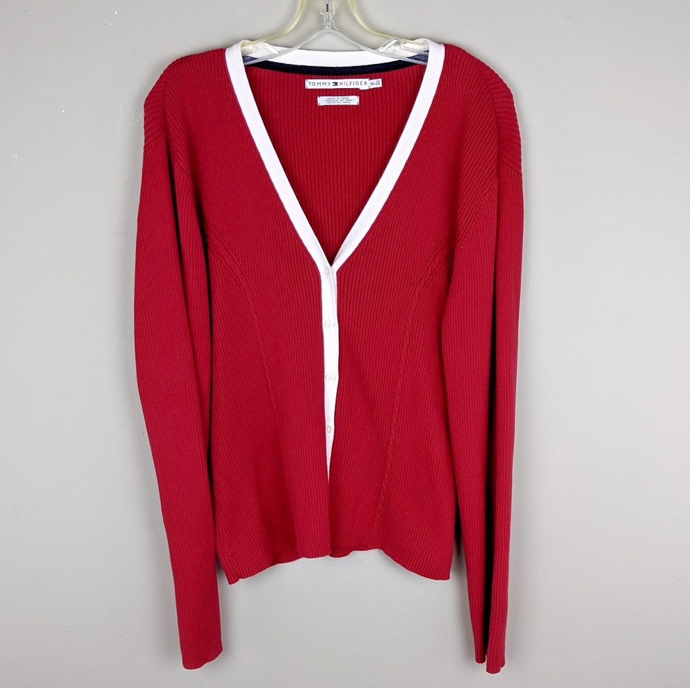 Tommy Hilfiger | Red Button Down Cardigan-H11